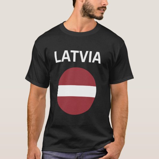 ラトビア 国旗 モダン Tシャツ (正面)