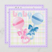 ラトルベビージェンダーリビールパーティの招待状 招待状 (正面/裏面)