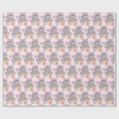 ラトル付き可愛いカバとボールラッピング紙 ラッピングペーパー (フラット)