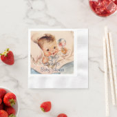 ラトル付き可愛いベビー、ベビーシャワーナプキン 縁ありカクテルナプキン (インサイチュ)