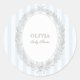 ラドゥレフランスのカフェボンジュールベブルーストライプ ラウンドシール