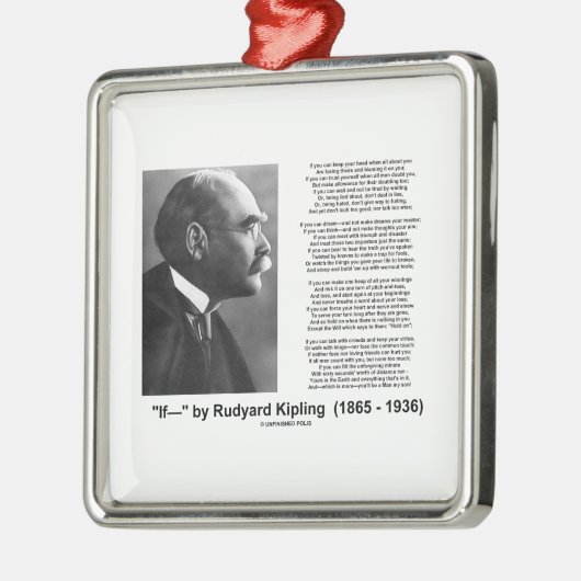 ラドヤード・キップリングのやる気を起こさせるなアドバイスの詩によって メタルオーナメント (左)