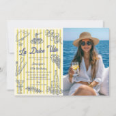 ラドルチェヴィタイエローストライプイタリアン夕食写真 招待状 (正面)