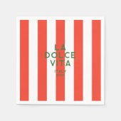 ラドルチェヴィタイタリアディスティネーションズレッドカバナストライプ スタンダードカクテルナプキン (正面)