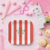 ラドルチェヴィタイタリアレッドカバナストライプズ ペーパープレート (パーティー)