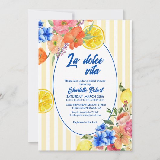 ラドルチェヴィタイタリアンレモンサマーブライダルシャワー 招待状 (正面)