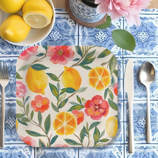 ラドルチェヴィタイタリアンレモン&フローラブライダルシャワー ペーパープレート