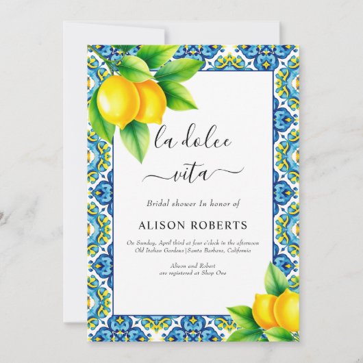 ラドルチェヴィタタイル地中海のズブライダルシャワー 招待状 (正面)