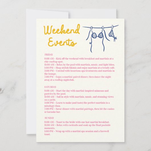 ラドルチェヴィタプールサイドバチェロレッテウィークエンド 招待状 (裏面)