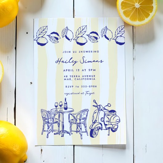 ラドルチェヴィタレモイタリアンンイエローブライダルシャワー 招待状
