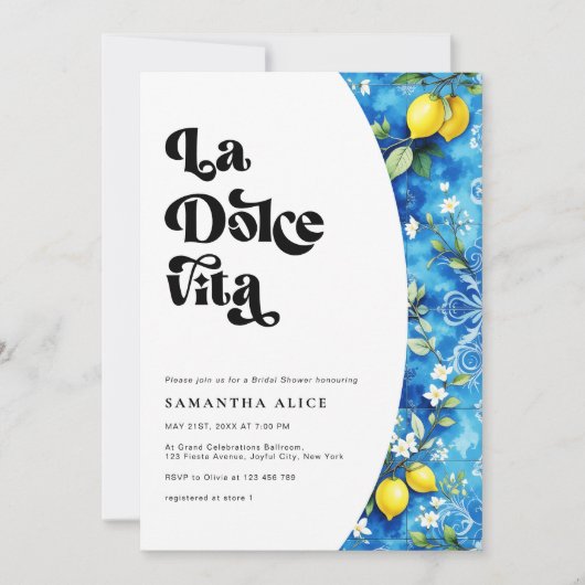 ラドルチェヴィタレモンアマルフィコーストブライダルシャワー 招待状 (正面)