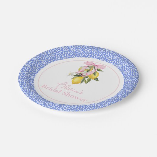 ラドルチェヴィタレモンピンクボウブライダルシャワー ペーパープレート (アングル)