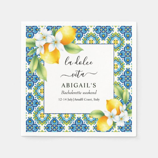 ラドルチェヴィータ地中海のバチェロレッテ週末 スタンダードカクテルナプキン (正面)