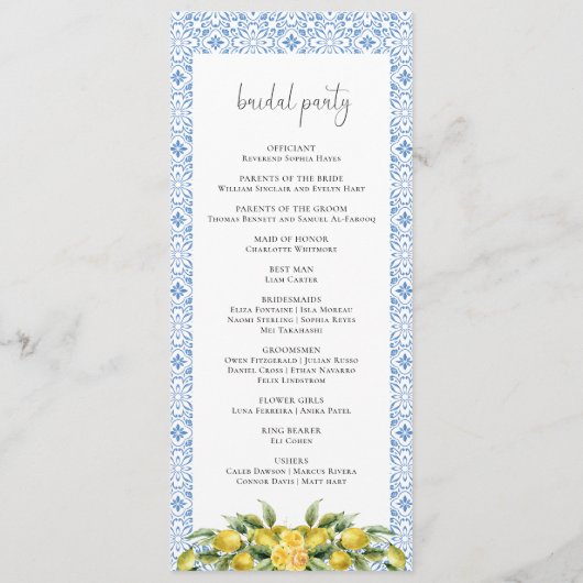 ラドルチェヴィータ地中海の結婚式 プログラム (裏面)