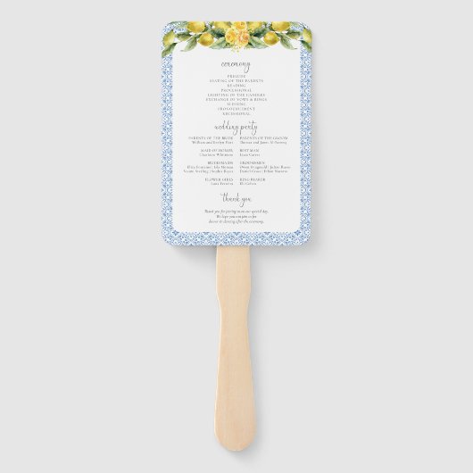 ラドルチェヴィータ地中海の結婚式 プログラム ハンドファン (裏面)