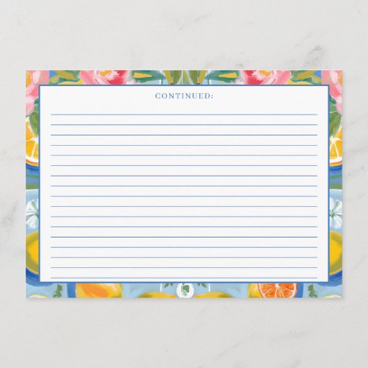 ラドルチェヴィータ夏レモンブライダルシャワーレシピ エンクロージャーカード (裏面)