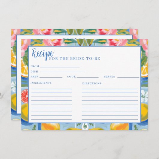 ラドルチェヴィータ夏レモンブライダルシャワーレシピ エンクロージャーカード (正面/裏面)