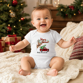 ラドルフのクリスマスの赤ちゃんの名前入り ベビーボディスーツ