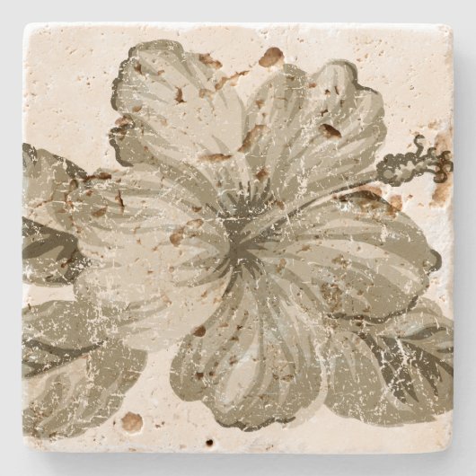 ラナイハワイアンハイビスカスティキバーコースター ストーンコースター (正面)