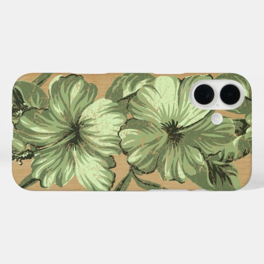 ラナイハワイアンハイビスカスフェイクウッドグリーン Case-Mate iPhoneケース (裏面 (横))