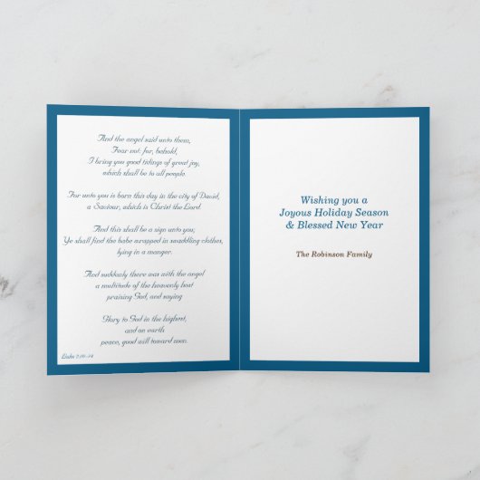 ラナビダッド出生宗教的クリスマスグリーティング シーズンカード (内部)