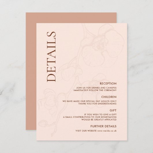 ラナラテモダンオーキッドの結婚詳細カード エンクロージャーカード (正面/裏面)