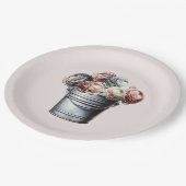 ラナンキュラスを入れたブリキの鉢　ラスティック グラム ピンク ウェディング ペーパープレート (アングル)