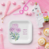 ラナンキュラス＆アネモネの花のウェディングシャワー パーソナライズド ペーパープレート (パーティー)