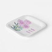 ラナンキュラス＆アネモネの花のウェディングシャワー パーソナライズド ペーパープレート (傾斜あり)