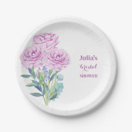 ラナンキュラス&アネモネの花のウェディングシャワー パーソナライズ ペーパープレート
