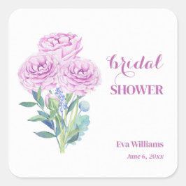 ラナンキュラス&アネモネ カスタマイズ可能なブライダルシャワー スクエアシール