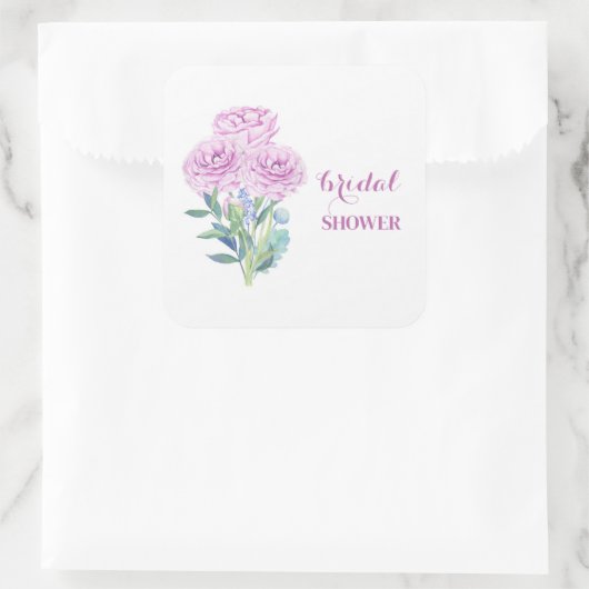 ラナンキュラス&アネモネ カスタマイズ可能な ブライダルシャワー スクエアシール (バッグ)