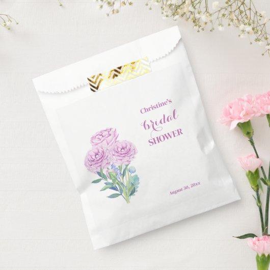 ラナンキュラス＆アネモネ カスタマイズ可能な ブライダルシャワー フェイバーバッグ (封をした状態)