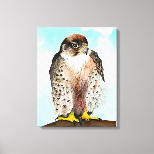 ラナー《鳥》ハヤブサウォーター絵画カラー キャンバスプリント (正面)