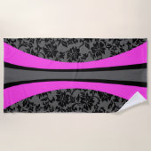 ラニアカハワイアンストライプのサーフボード – グレー ビーチタオル (正面)