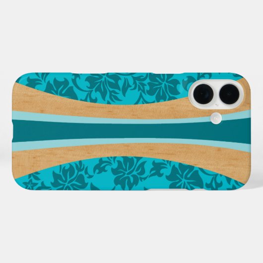 ラニアケアハワイアンウフェイクッドサーフボードライトティール(緑がかった色) Case-Mate iPhoneケース (裏面 (横))