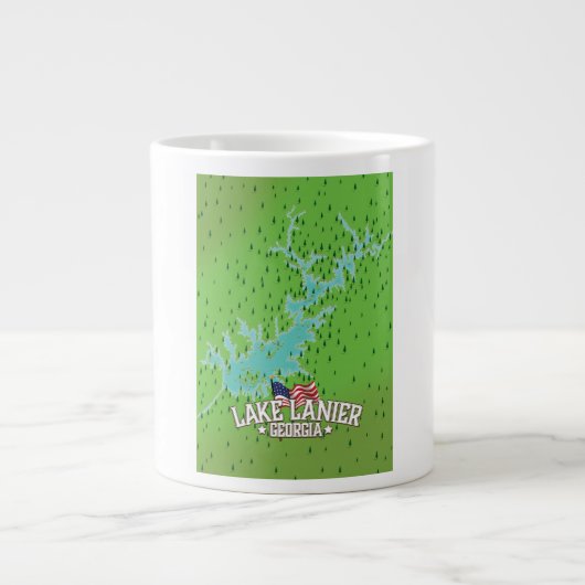 ラニア湖 ジョージア州 地図 ジャンボコーヒーマグカップ (正面)