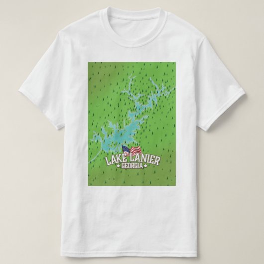 ラニア湖 ジョージア州 地図 Tシャツ (デザイン正面)