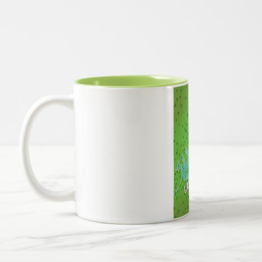 ラニエ湖のジョージアの地図 ツートーンマグカップ (左)