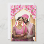 ラニピンクフローラフォトアナンドKaraj Sikh結婚ズ 招待状 (裏面)