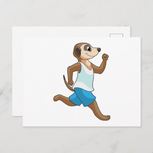 ラニングスポーツのミーアキャット ポストカード (正面/裏面)