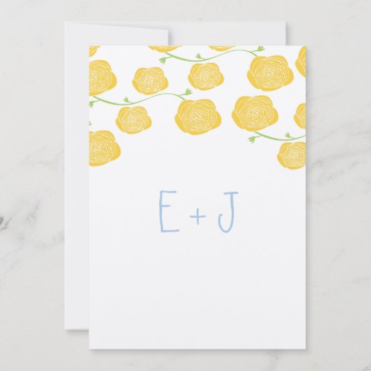 ラヌカルスバライエローグレーモダン結婚ズ 招待状 (裏面)