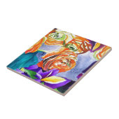 ラヌンキュラスとアイリスの水彩画 タイル (側面)