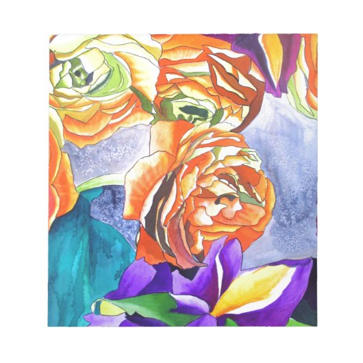 ラヌンキュラスとアイリスの水彩画 ノートパッド (正面)