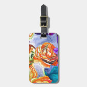 ラヌンキュラスとアイリスの水彩画 ラゲッジタグ (正面縦)