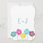 ラヌンキュラスバラティール（緑がかった色）バイオレットピンクイエロー結婚ズ 招待状 (裏面)