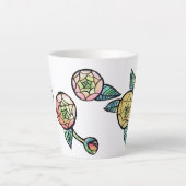 ラヌンキュラス花イラストレーションかわいいピンクの花 カフェラテマグ (正面)