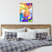 ラヌンキュラス花オリジナル水彩画 キャンバスプリント (インサイチュ (寝室))