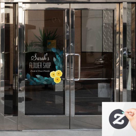 ラヌンキュラス花屋 ウィンドウサイン (オフィスドア)