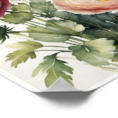 ラヌンキュラス花手作り水彩画ポスター ポスター (角)